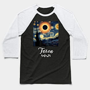 Solar Eclipse Texas 2024 Starry Night Baseball T-Shirt